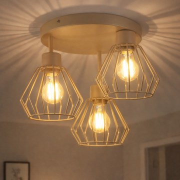 Lustre de teto de montagem direta AUDREY 3xE27/60W/230V bege
