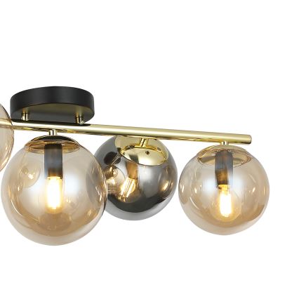 Lustre de teto de montagem em superfície AURIS 5xE14/15W/230V dourado/preto fumê/bege