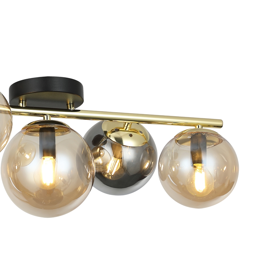 Lustre de teto de montagem em superfície AURIS 5xE14/15W/230V dourado/preto fumê/bege
