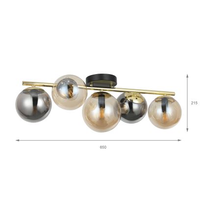 Lustre de teto de montagem em superfície AURIS 5xE14/15W/230V dourado/preto fumê/bege