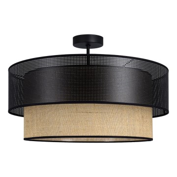 Lustre de teto de montagem em superfície BORHO 1xE27/60W/230V preto/juta
