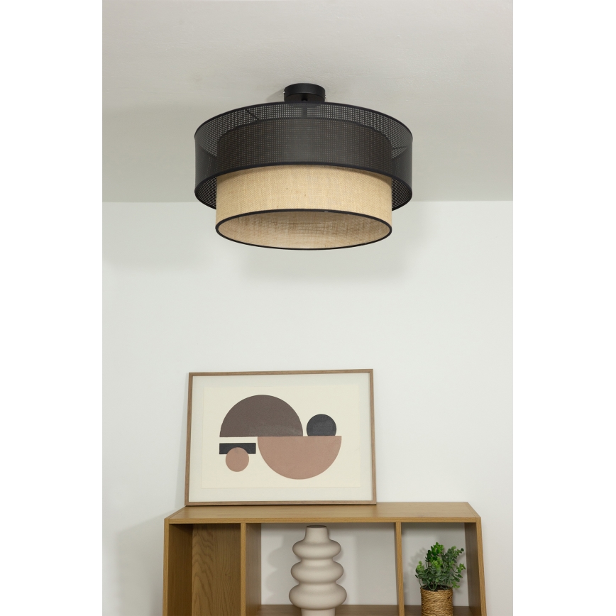 Lustre de teto de montagem em superfície BORHO 1xE27/60W/230V preto/juta