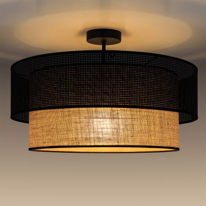 Lustre de teto de montagem em superfície BORHO 1xE27/60W/230V preto/juta