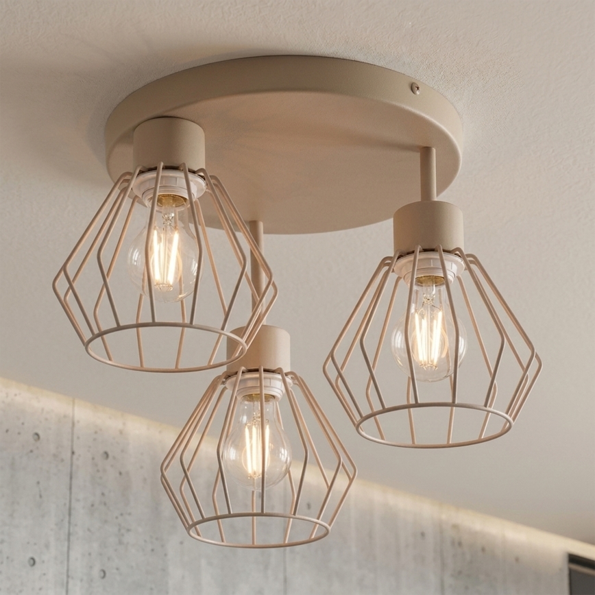 Lustre de teto de montagem superficial AUDREY 3xE27/15W/230V bege