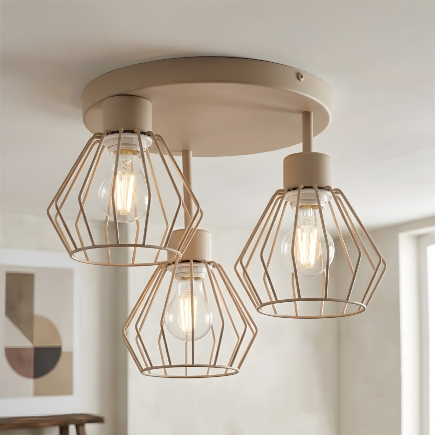 Lustre de teto de montagem superficial AUDREY 3xE27/15W/230V bege