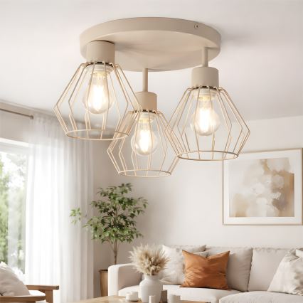 Lustre de teto de montagem superficial AUDREY 3xE27/15W/230V bege