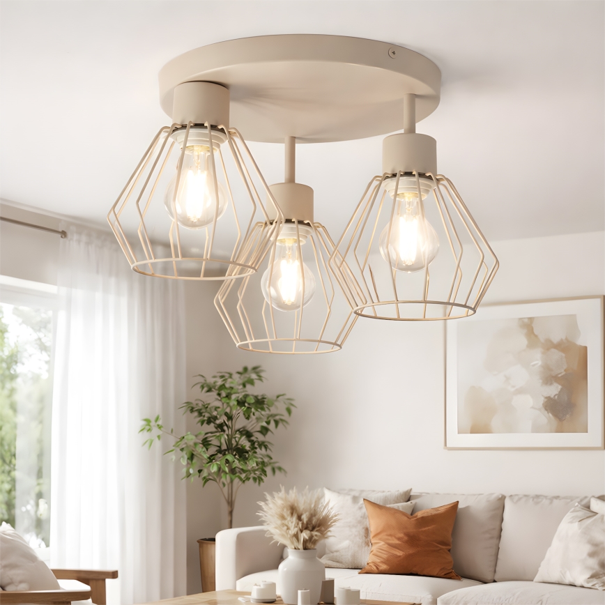 Lustre de teto de montagem superficial AUDREY 3xE27/15W/230V bege