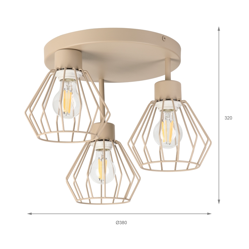 Lustre de teto de montagem superficial AUDREY 3xE27/15W/230V bege