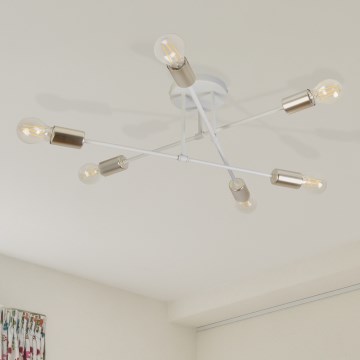 Lustre de teto de montagem superficial CAMBRIDGE 6xE27/15W/230V latão/branco