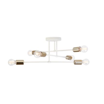 Lustre de teto de montagem superficial CAMBRIDGE 6xE27/15W/230V latão/branco
