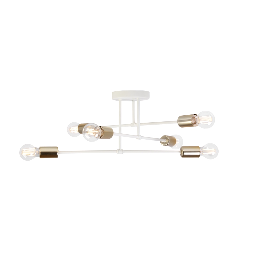 Lustre de teto de montagem superficial CAMBRIDGE 6xE27/15W/230V latão/branco