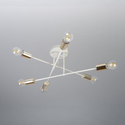 Lustre de teto de montagem superficial CAMBRIDGE 6xE27/15W/230V latão/branco