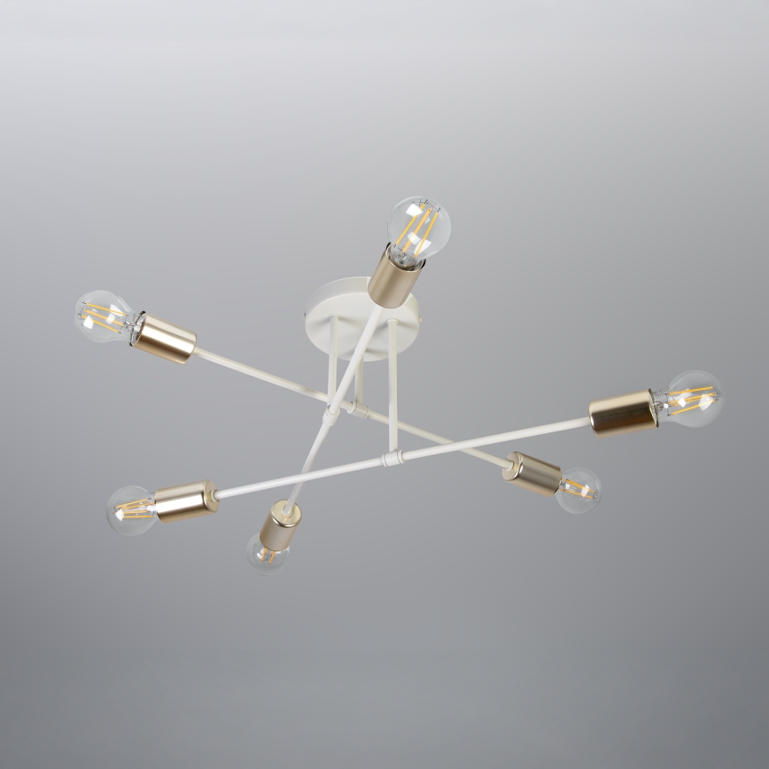 Lustre de teto de montagem superficial CAMBRIDGE 6xE27/15W/230V latão/branco