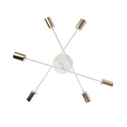 Lustre de teto de montagem superficial CAMBRIDGE 6xE27/15W/230V latão/branco