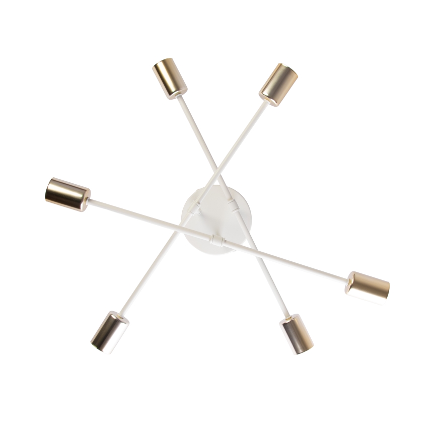 Lustre de teto de montagem superficial CAMBRIDGE 6xE27/15W/230V latão/branco