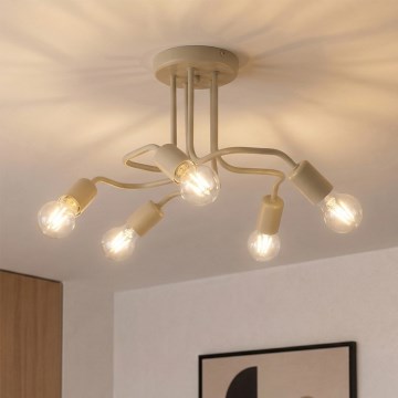 Lustre de teto de montagem superficial CHARLIE 5xE27/15W/230V bege