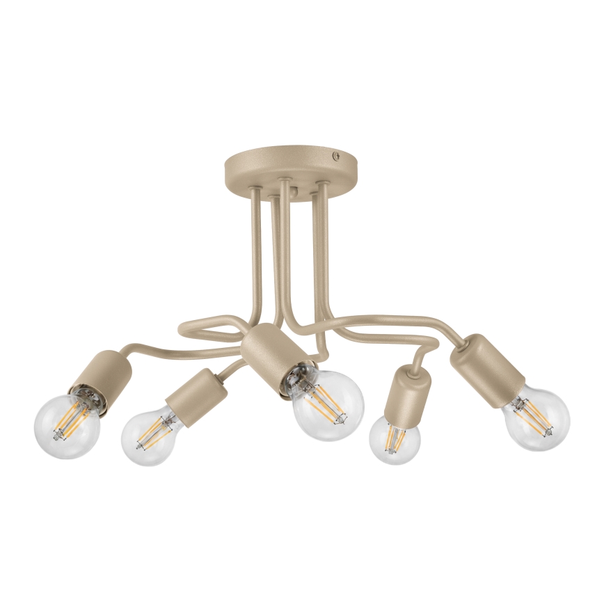 Lustre de teto de montagem superficial CHARLIE 5xE27/15W/230V bege