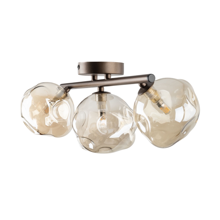 Lustre de teto de montagem superficial LAVA 3xG9/8W/230V bronze/bege fumê