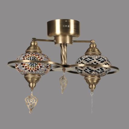 Lustre de teto de montagem superficial YENI 2xE27/40W/230V bronze