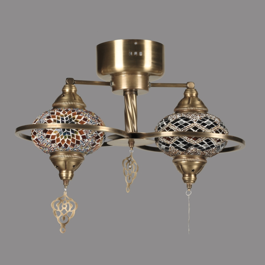 Lustre de teto de montagem superficial YENI 2xE27/40W/230V bronze