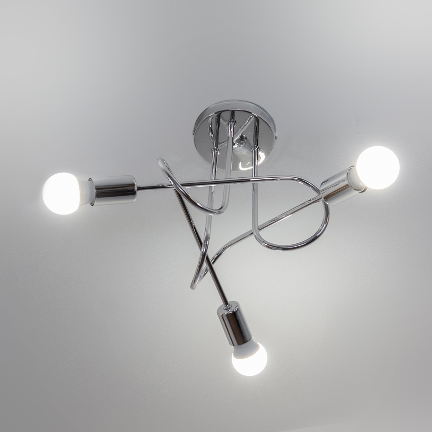 Lustre de teto de sobrepor OXFORD 3xE27/15W/230V cromado brilhante