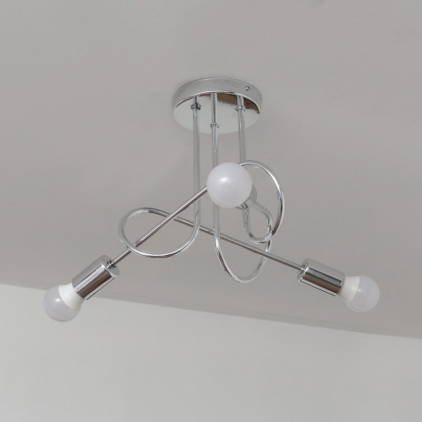Lustre de teto de sobrepor OXFORD 3xE27/15W/230V cromado brilhante