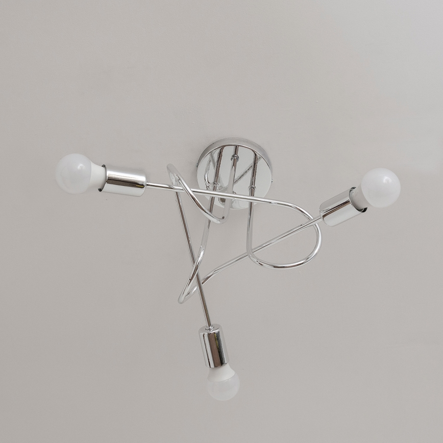 Lustre de teto de sobrepor OXFORD 3xE27/15W/230V cromado brilhante