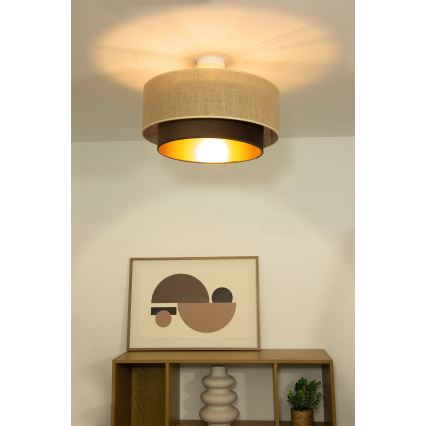 Lustre de teto de sobrepor SARTA 1xE27/60W/230V diâmetro 45 cm castanho/juta