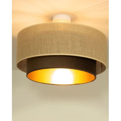 Lustre de teto de sobrepor SARTA 1xE27/60W/230V diâmetro 45 cm castanho/juta