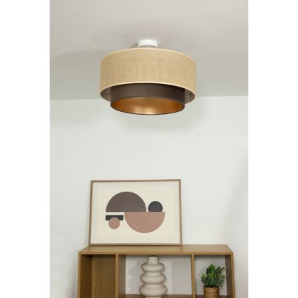 Lustre de teto de sobrepor SARTA 1xE27/60W/230V diâmetro 45 cm castanho/juta