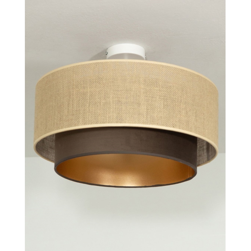 Lustre de teto de sobrepor SARTA 1xE27/60W/230V diâmetro 45 cm castanho/juta