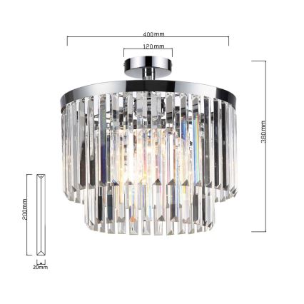 Lustre de teto de sobrepor VETRO 4xE14/40W/230V cromado brilhante
