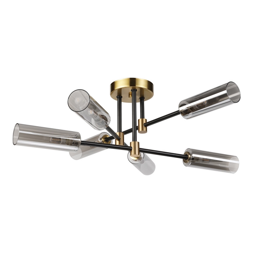 Lustre de teto de superfície TESSA 6xG9/8W/230V latão/preto fumê
