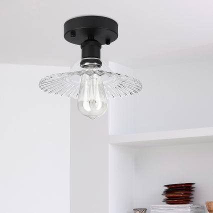 Lustre de teto de superfície TRISH 1xE27/15W/230V preto/transparente
