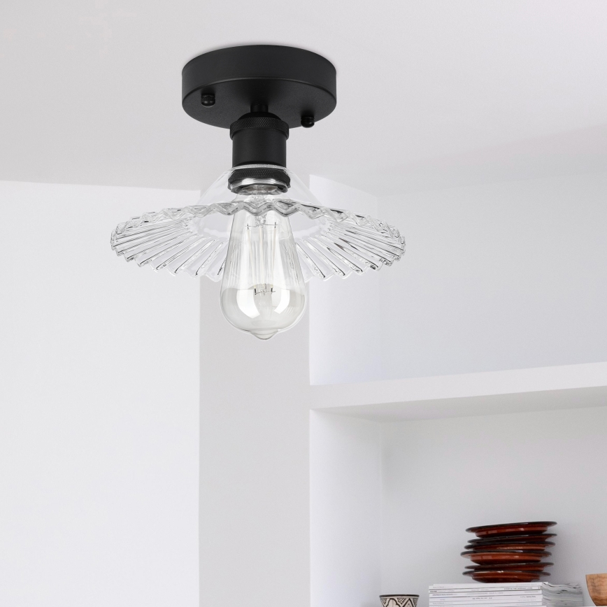 Lustre de teto de superfície TRISH 1xE27/15W/230V preto/transparente