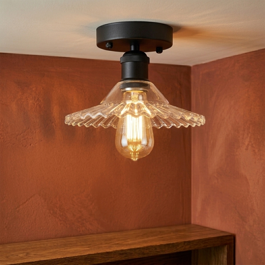 Lustre de teto de superfície TRISH 1xE27/15W/230V preto/transparente