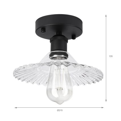 Lustre de teto de superfície TRISH 1xE27/15W/230V preto/transparente