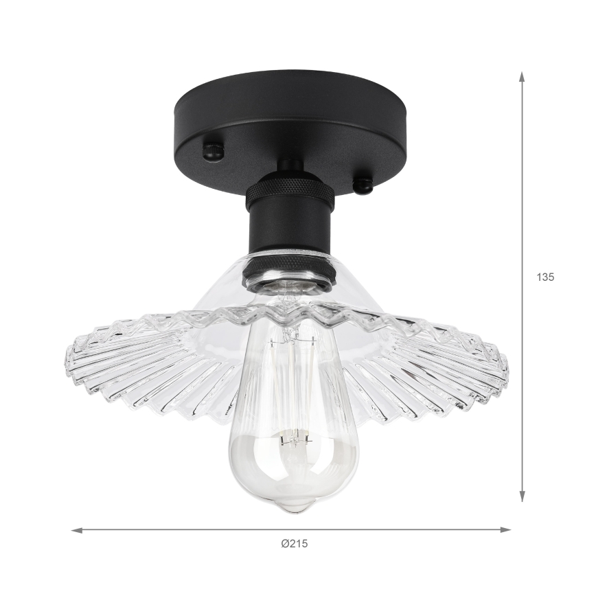 Lustre de teto de superfície TRISH 1xE27/15W/230V preto/transparente