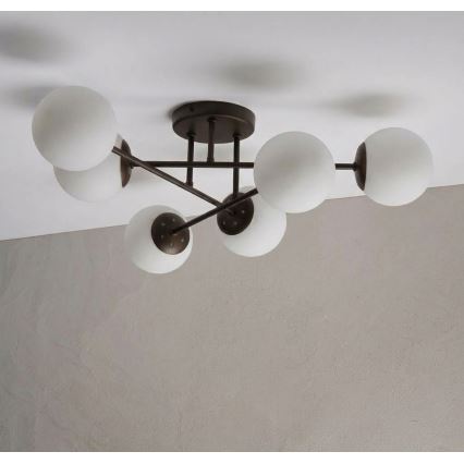 Lustre de teto fixo MALENA 6xE14/5W/230V castanho/branco