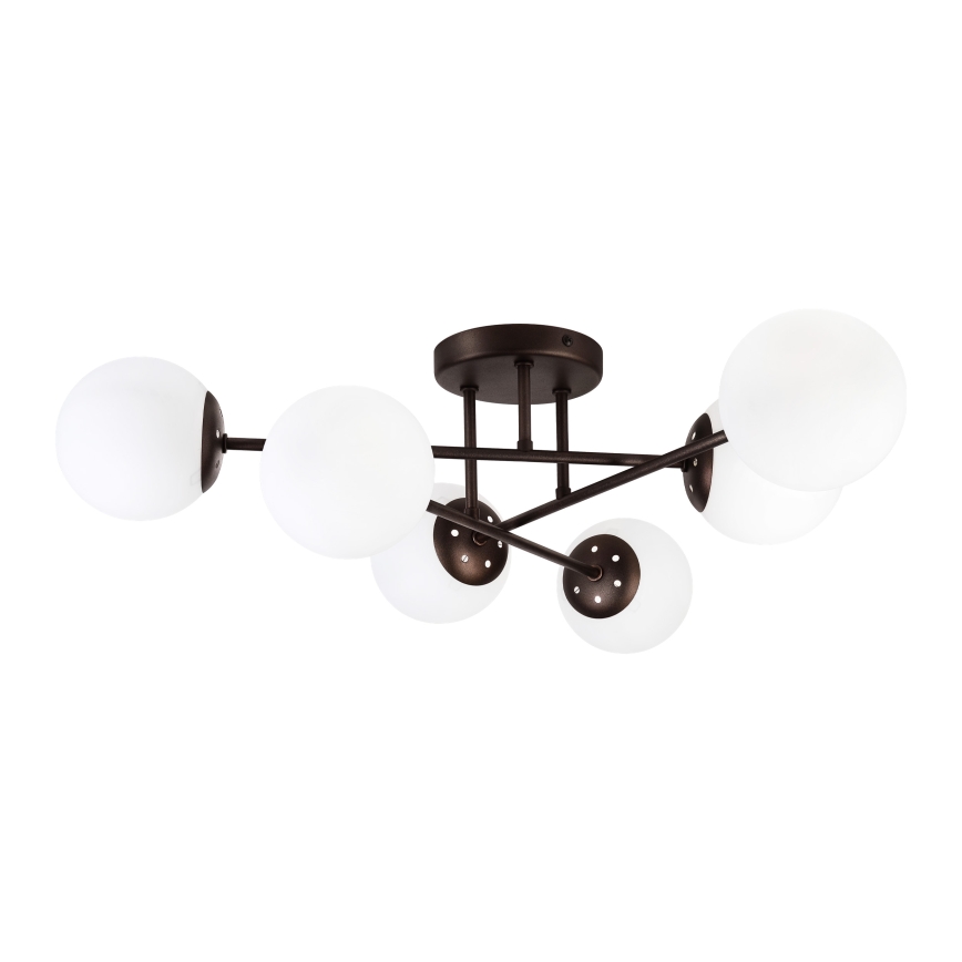 Lustre de teto fixo MALENA 6xE14/5W/230V castanho/branco