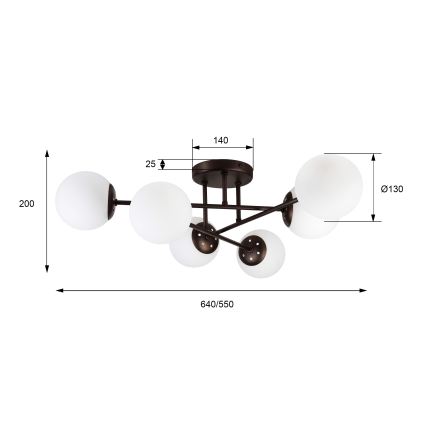 Lustre de teto fixo MALENA 6xE14/5W/230V castanho/branco
