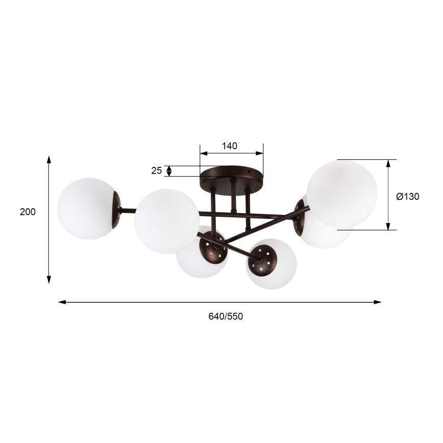 Lustre de teto fixo MALENA 6xE14/5W/230V castanho/branco