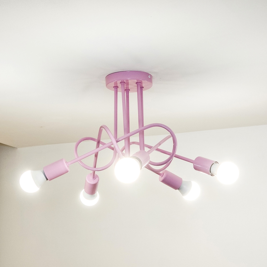 Lustre de teto OXFORD 5xE27/15W/230V rosa