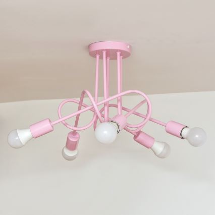 Lustre de teto OXFORD 5xE27/15W/230V rosa