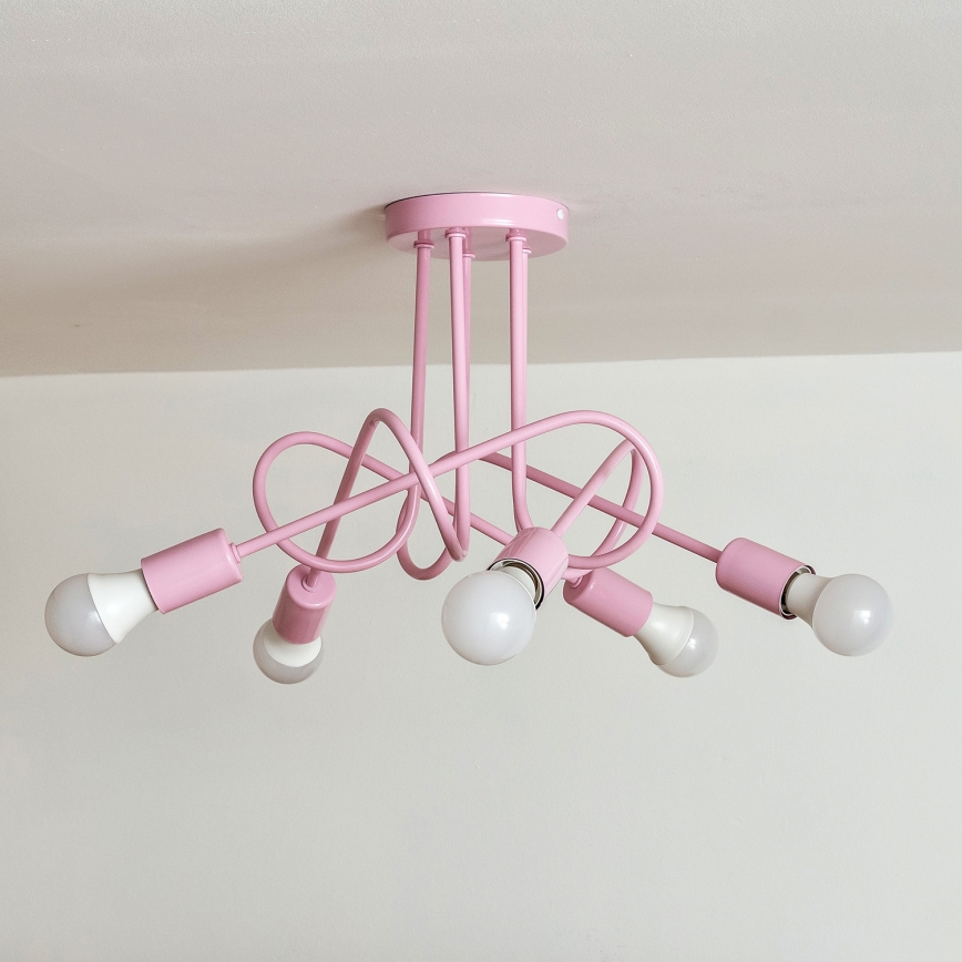 Lustre de teto OXFORD 5xE27/15W/230V rosa