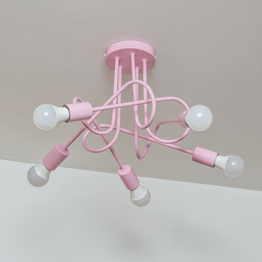 Lustre de teto OXFORD 5xE27/15W/230V rosa