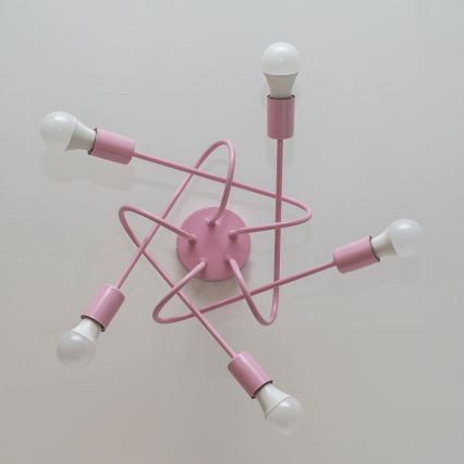 Lustre de teto OXFORD 5xE27/15W/230V rosa