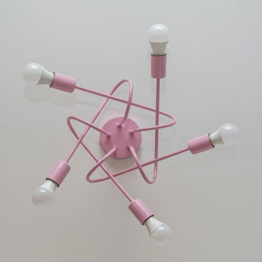 Lustre de teto OXFORD 5xE27/15W/230V rosa