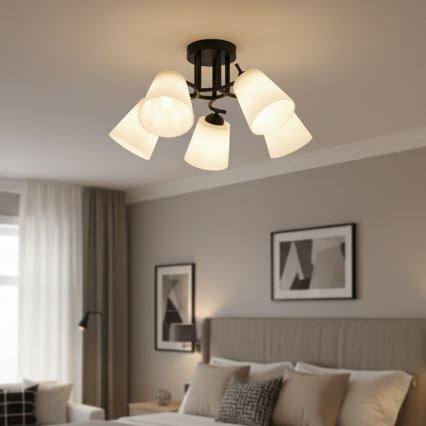 Lustre de teto PAFOS 5xE27/15W/230V, preto