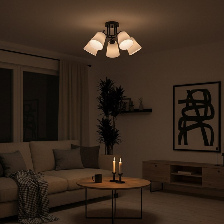 Lustre de teto PAFOS 5xE27/15W/230V, preto